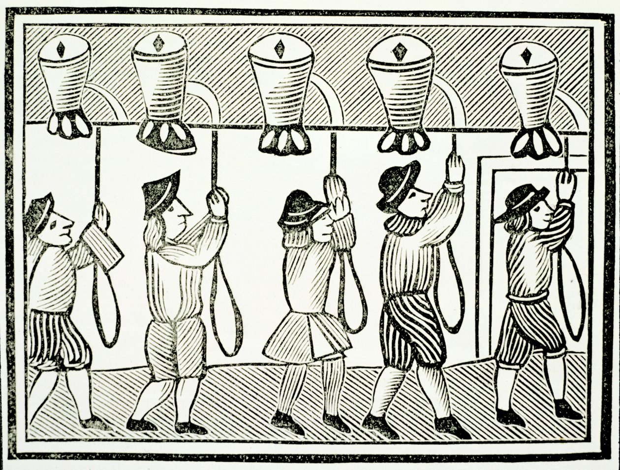 Een beiaard van kerkklokken, uit een verzameling pamfletten over esoterie, c.16e eeuw door English School