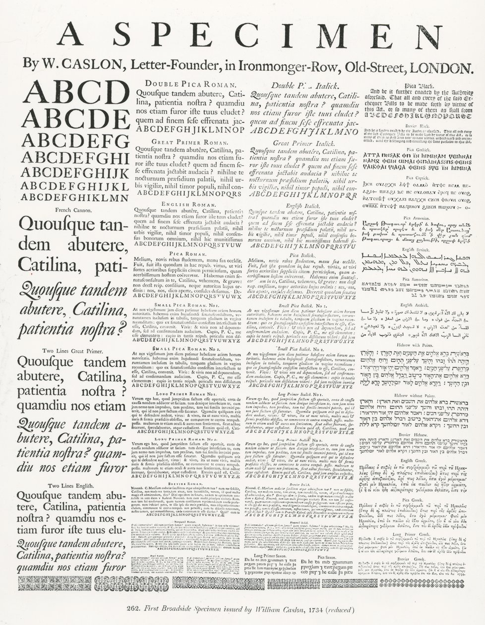 Een Specimen door W.Caslon door English School