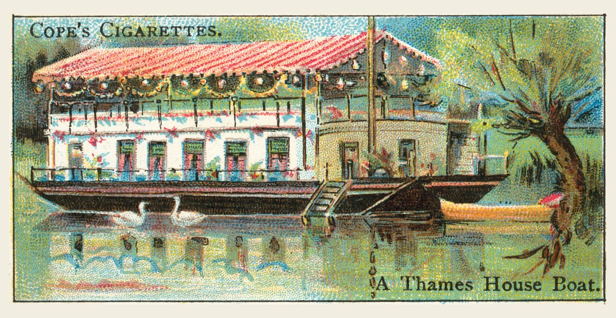 Een Theems-huisboot (chromolitho) door English School