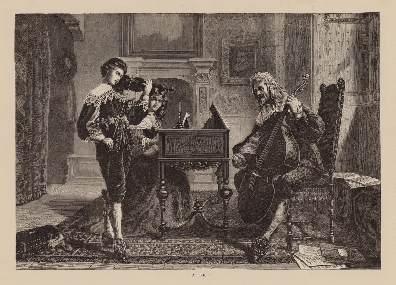 "Een trio" (gravure) door English School