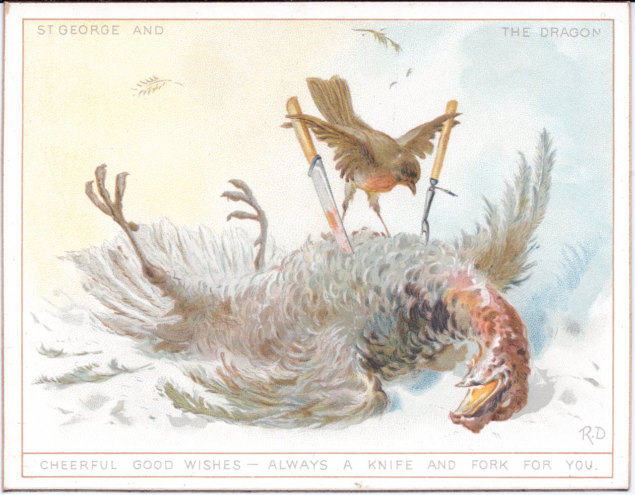 Een Victoriaanse kalender van de seizoenen met een ouder echtpaar in middeleeuws kostuum dat in de sneeuw loopt en een jong echtpaar ook in middeleeuws kostuum dat van een lentedag geniet, c.1879 (kleurenlitho) door English School