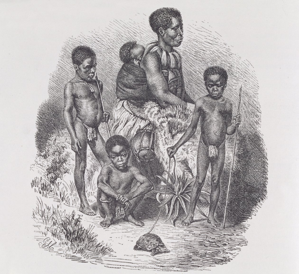 Een Zulu-familie, uit 