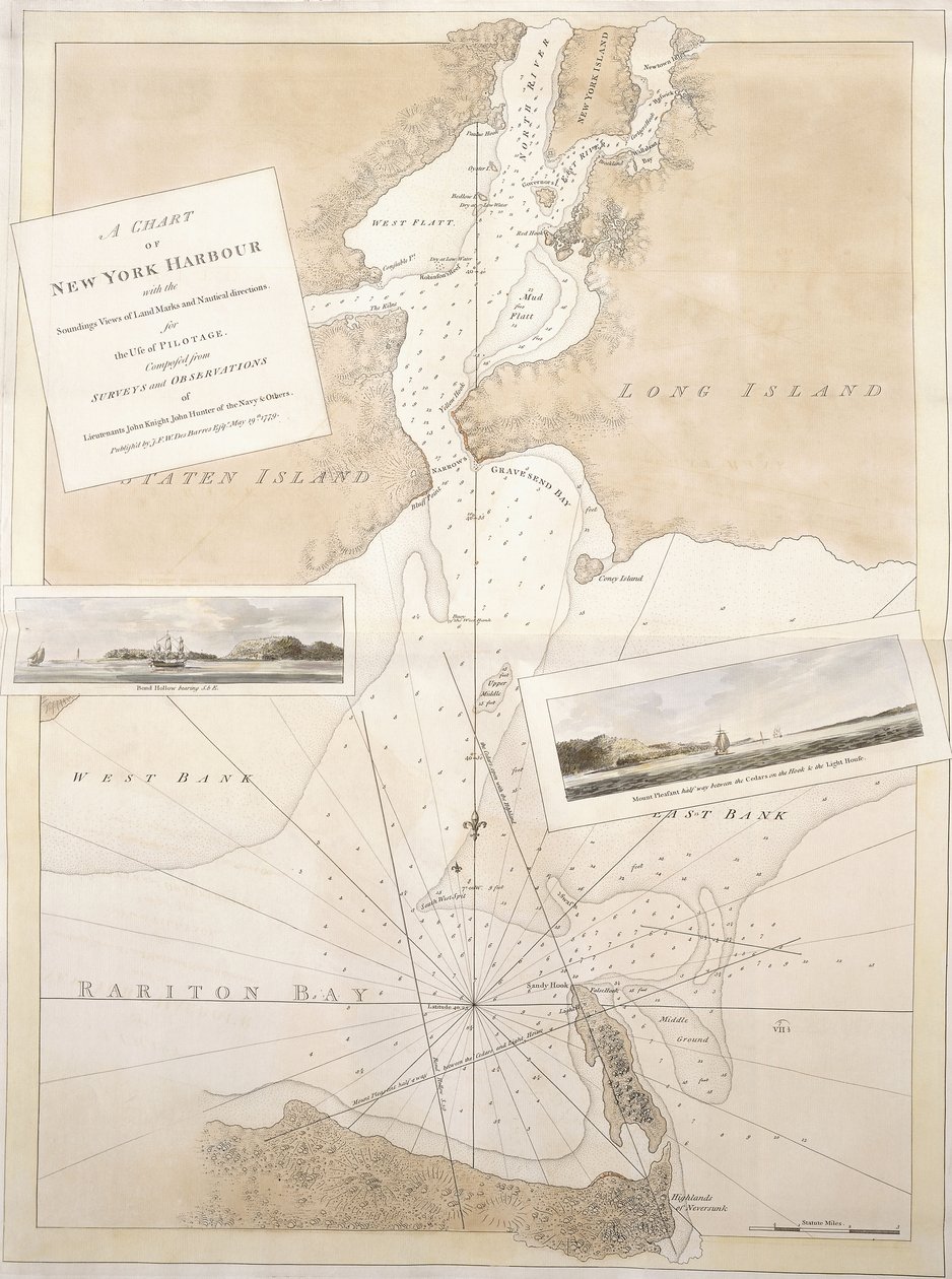 Een kaart van de haven van New York, 1774-1779 door English School