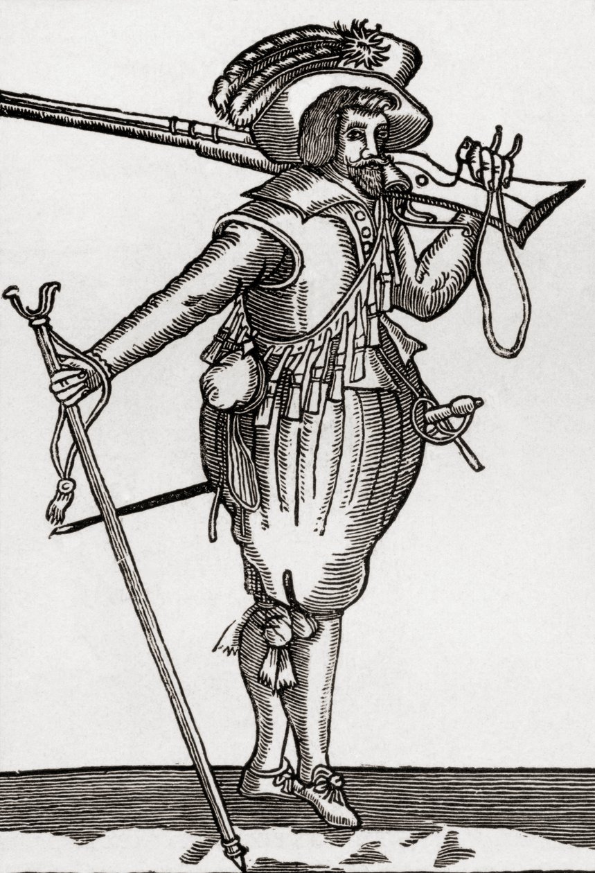 Een musketier tijdens het bewind van koning James I, uit 