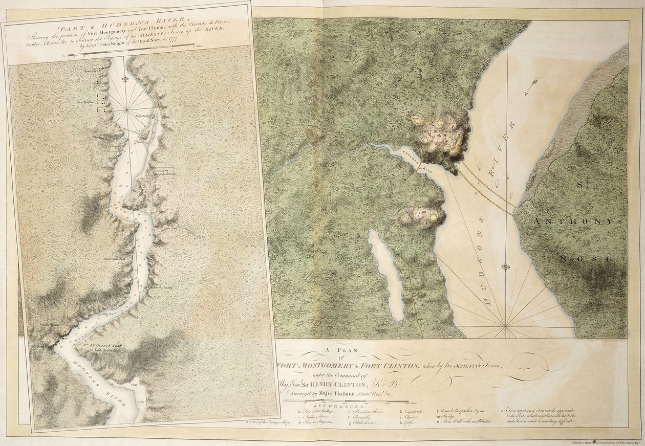 Een plan van Fort Montgomery & Fort Clinton, 1774-1779 door English School
