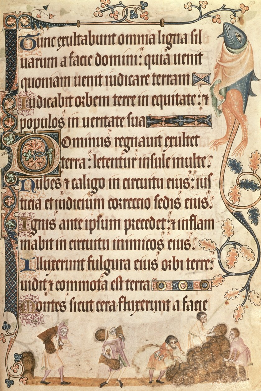 Koren schoven stapelen, uit de Luttrell Psalter, begonnen voor 1340 voor Sir Geoffrey Luttrell door English School