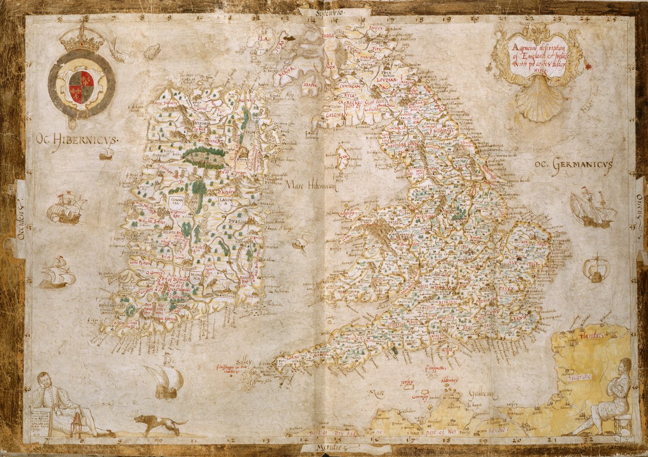 Kaart van Groot-Brittannië en Ierland, uit 