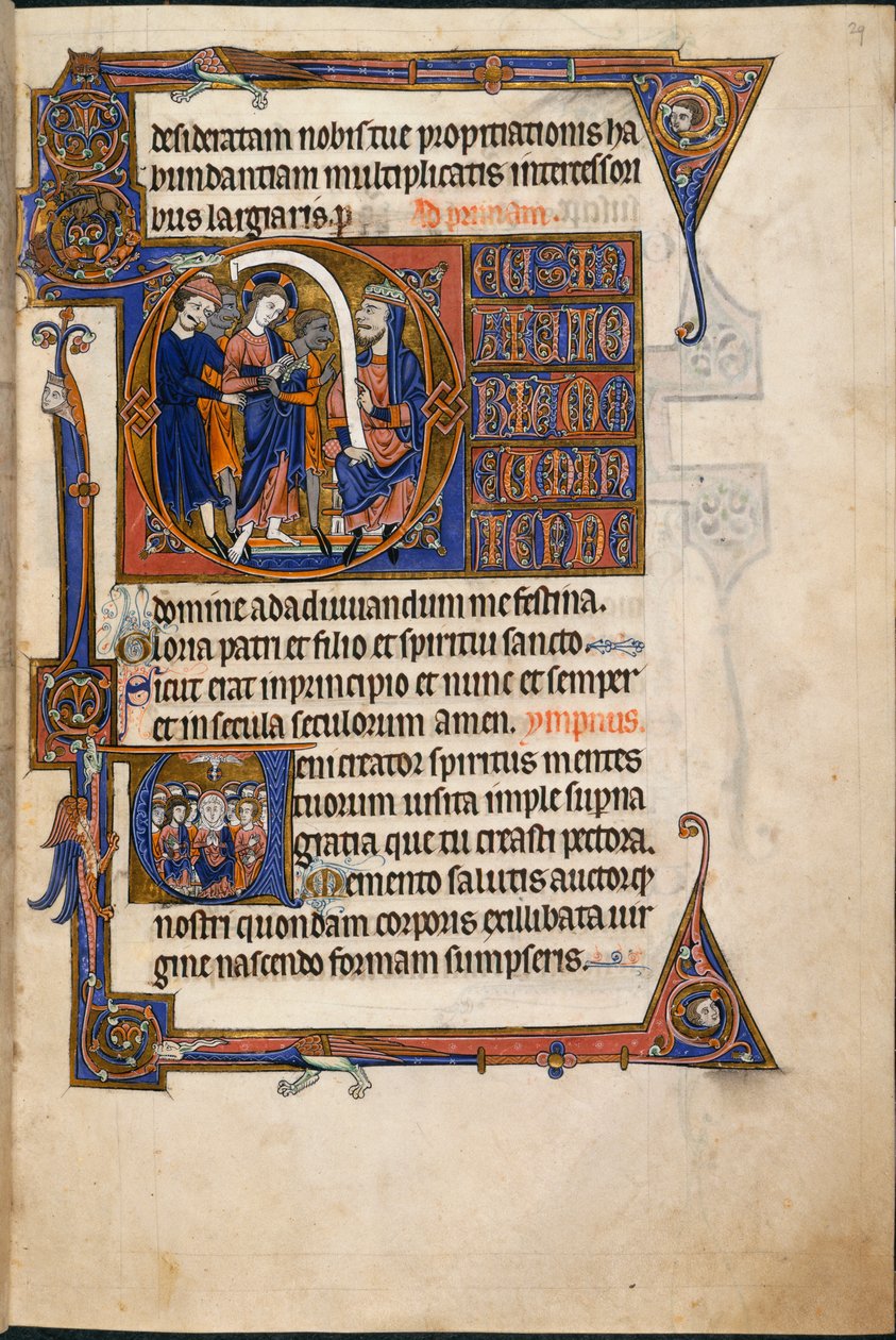 Jezus voor Kajafas, in de Salvin Hours door English School