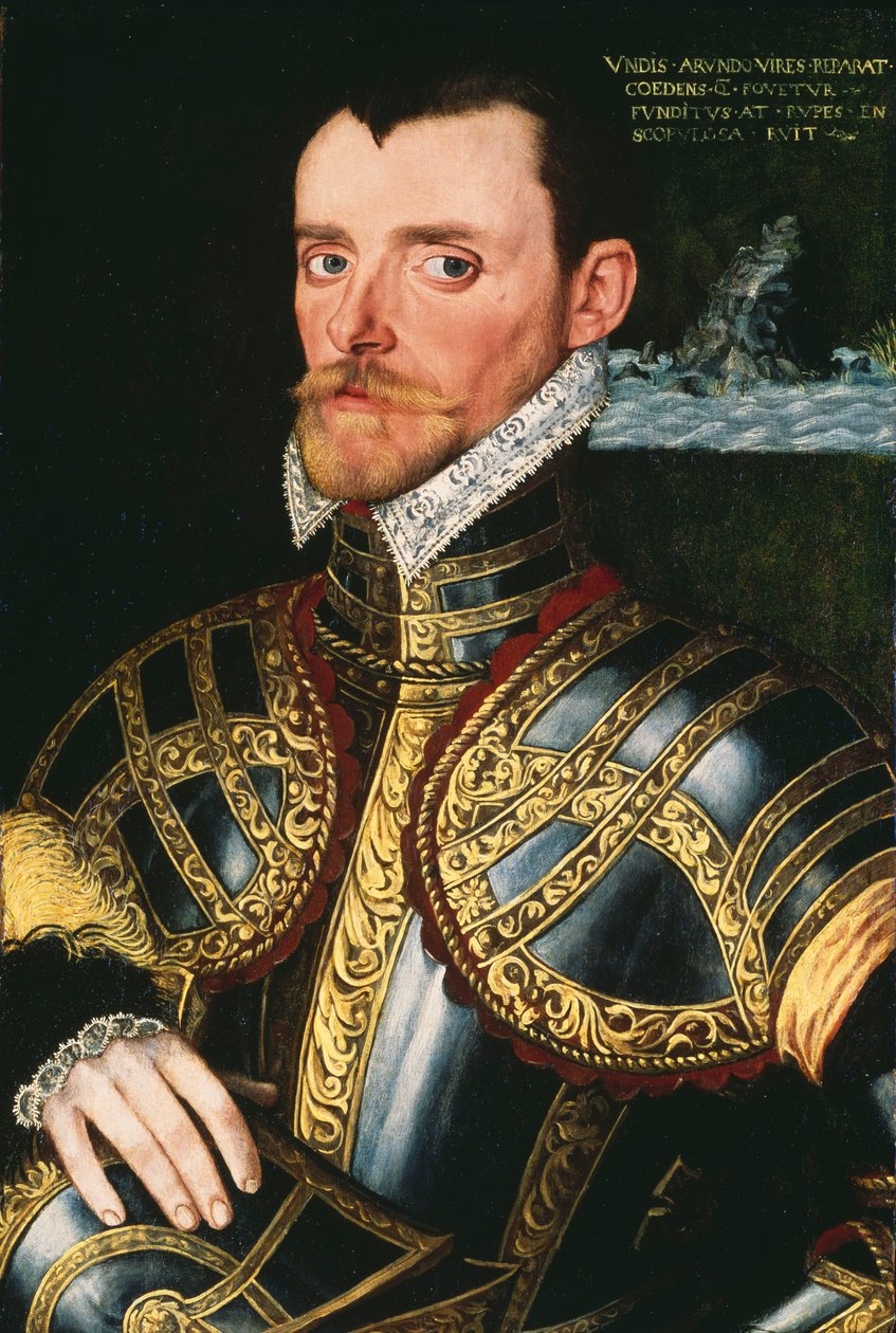 Admiraal Sir Richard Hawkins (1532-1595), ca. 1590 door English School