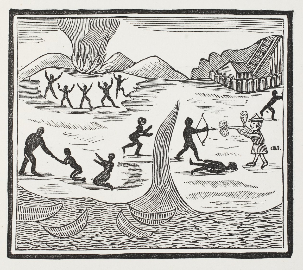 Aankomst van Vrijdag, illustratie uit Chap-books van de achttiende eeuw door John Ashton, uitgegeven 1882 door English School