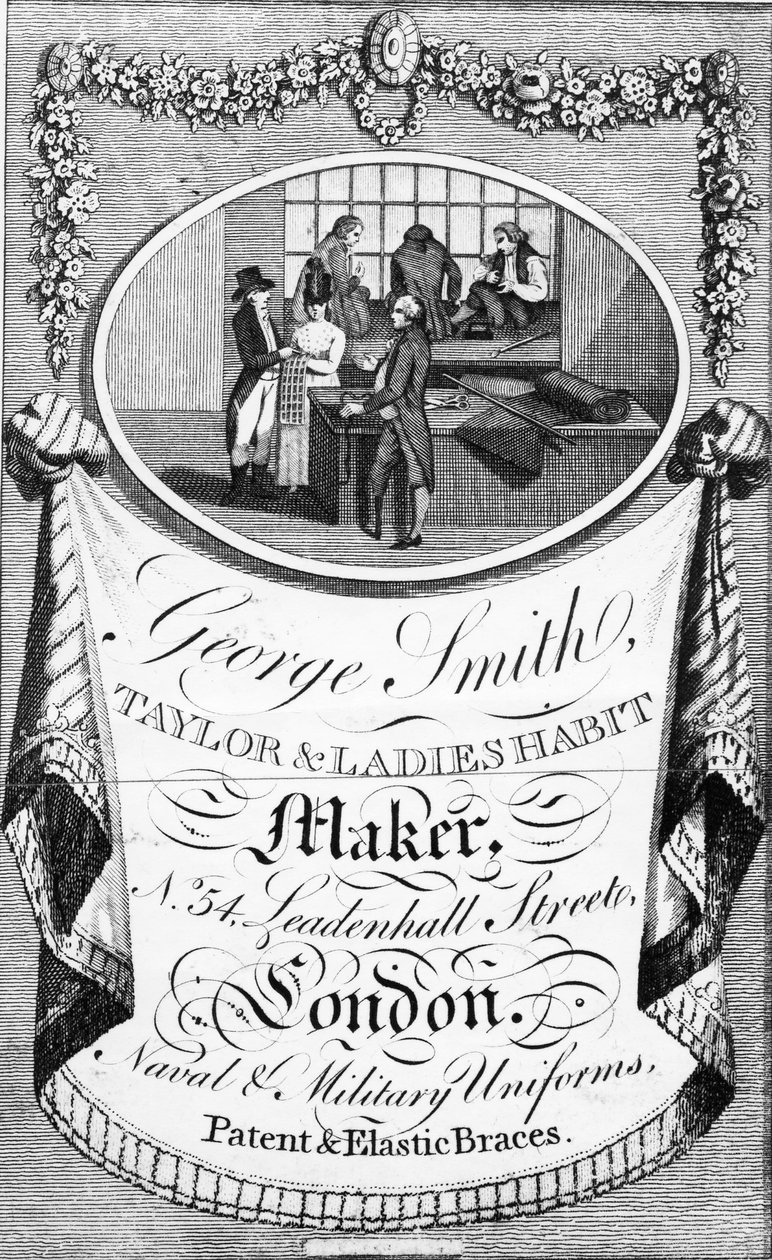 Advertentie voor George Smith, Taylor en Ladies Habit Maker door English School