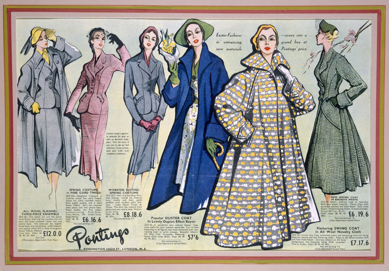 Advertentie voor Pontings Lentecollectie, 1950s door English School