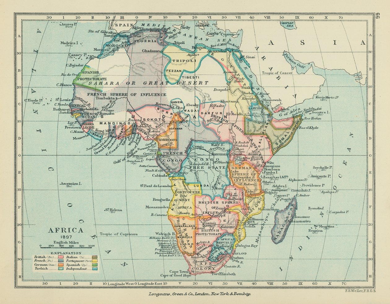 Afrika (kleurenlitho) door English School