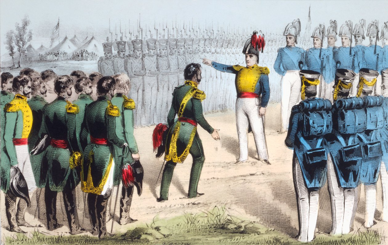 Na de slag bij Monterrey, geeft de Mexicaanse generaal Pedro de Ampudia de stad over aan de Amerikaanse generaal Zachary Taylor tijdens de Mexicaans-Amerikaanse Oorlog van 1846-48 door English School