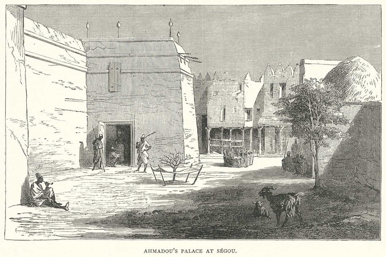 Het paleis van Ahmadou in Segou (gravure) door English School