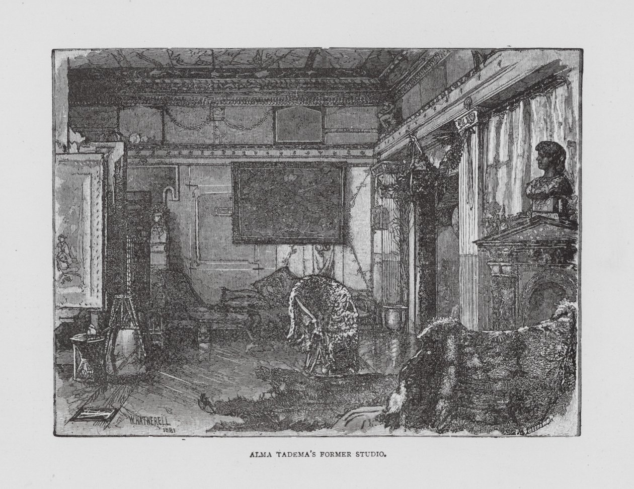 De voormalige studio van Alma Tadema (litho) door English School