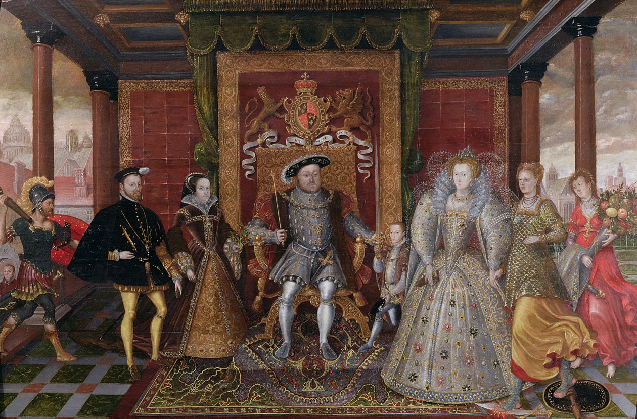 Een allegorie van de Tudor-opvolging: De familie van Hendrik VIII, ca. 1589-95 door English School