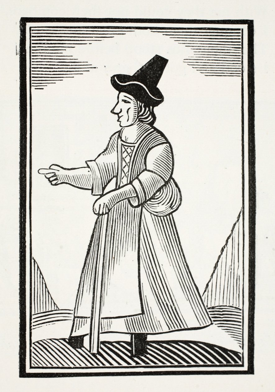 Een Oude Vrouw die Scheldt in een Hoge Hoed, illustratie uit Chap-books van de Achttiende Eeuw door John Ashton, uitgegeven 1882 door English School