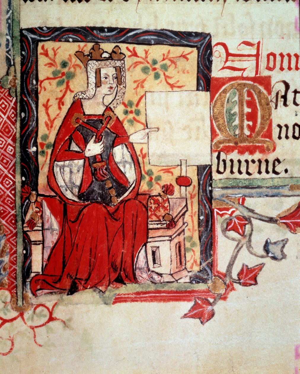 Een illuminatie die Mathilde de Keizerin (ca. 1102-1167) voorstelt, ook bekend als Maud en Mathilde van Engeland, vrouw van Hendrik V van het Heilige Rijk en getrokken uit het boek 