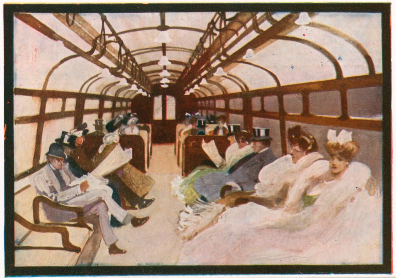 Een metrostel (kleurenlitho) door English School
