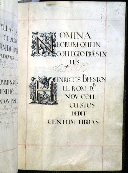 Archief 3693 fol.4 Pagina uit een Benefactieboek van New College, Oxford door English School