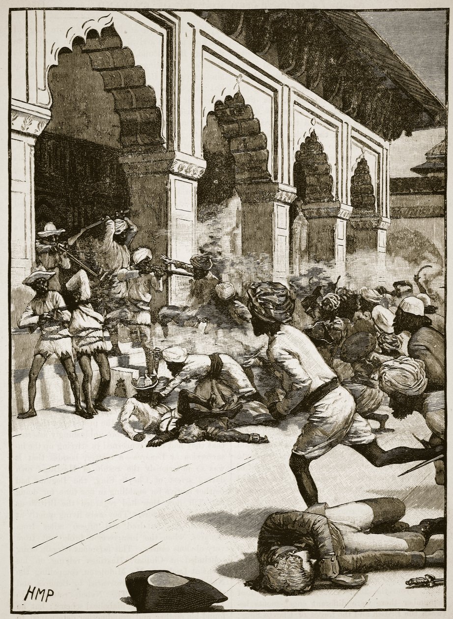 Arrestatie van de Radja van Benares, illustratie uit Cassells Illustrated History of England door English School