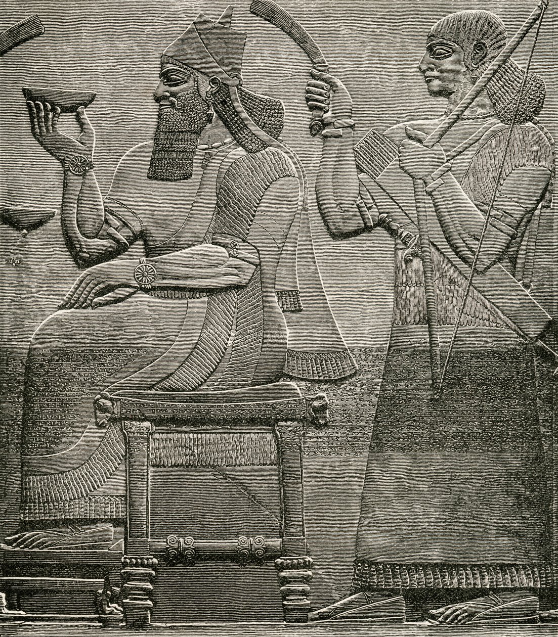 Ashur-nasir-pal II, van een bas-reliëf in het British Museum, uit The Worlds Inhabitants door G.T. Bettany, gepubliceerd 1888 door English School