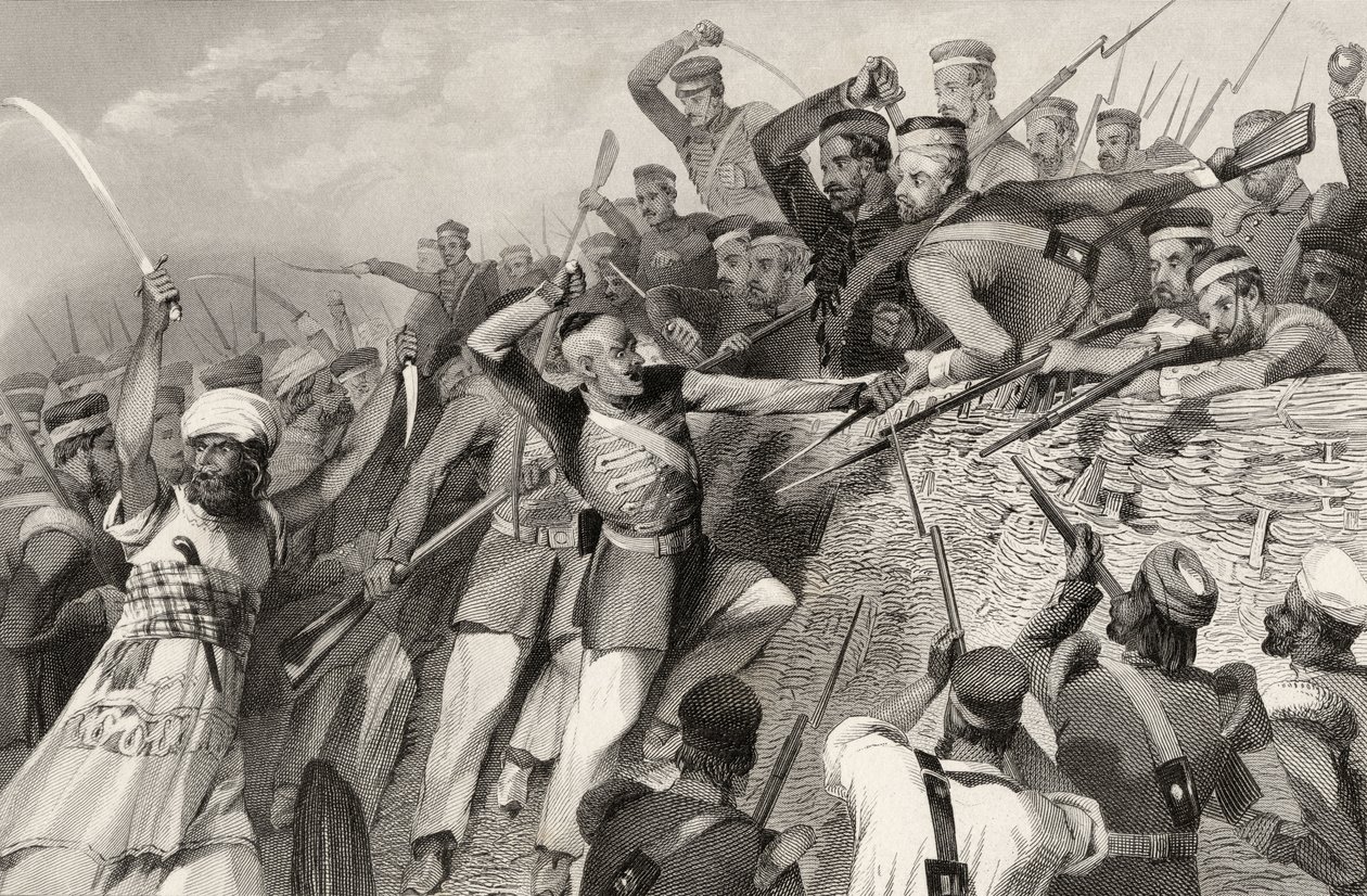 Aanval van de muiters op de Redan-batterij bij Luknow, 30 juli 1857, uit 
