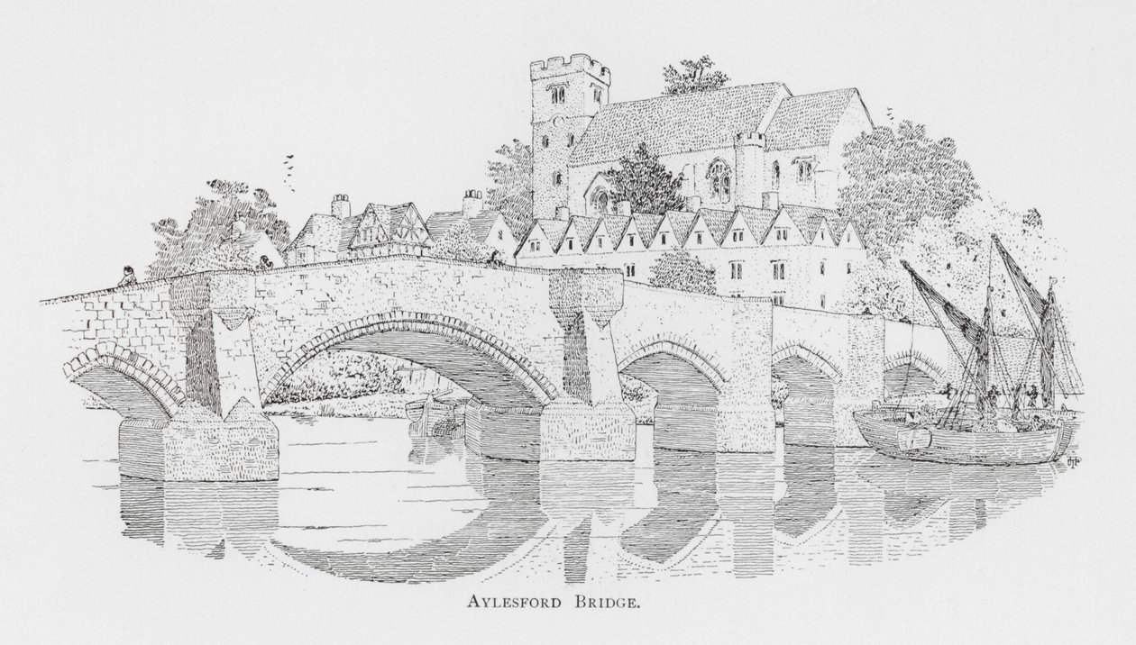 Aylesford Bridge (litho) door English School