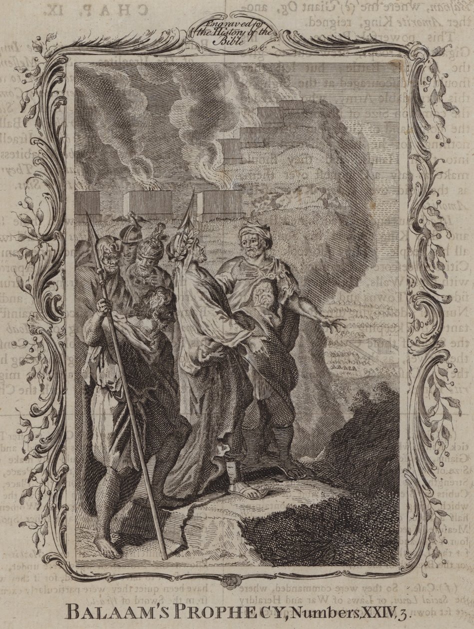De profetie van Balaam (gravure) door English School