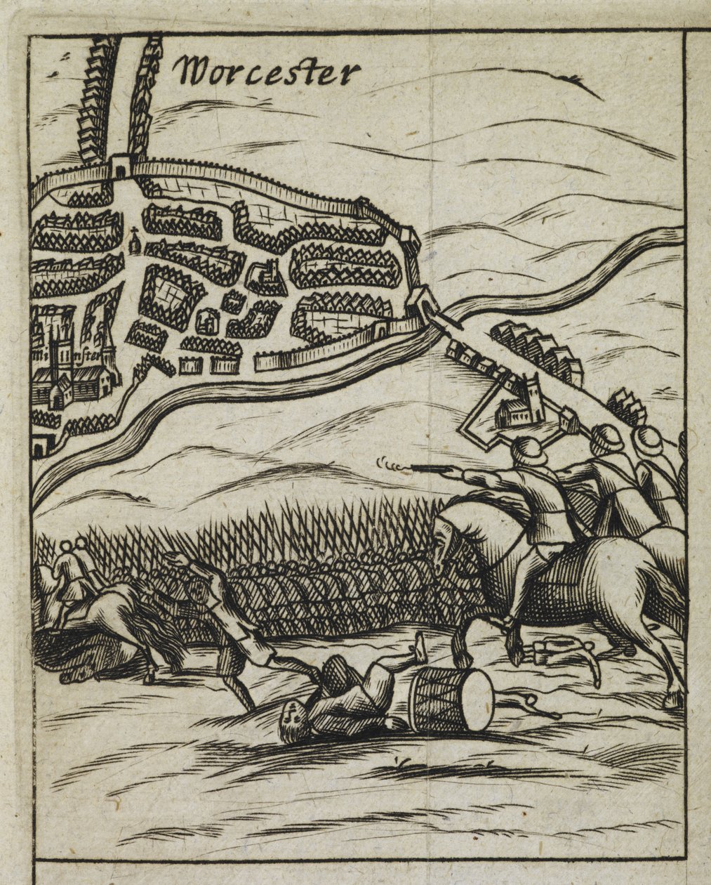 Slag bij Worcester scène, uit 