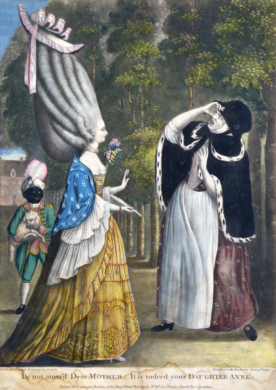 Wees niet verbaasd, lieve moeder - Het is inderdaad uw dochter Anne, naar een originele tekening van Grimm, gedrukt voor Carington Bowles, Londen, uitgegeven 1774 door English School