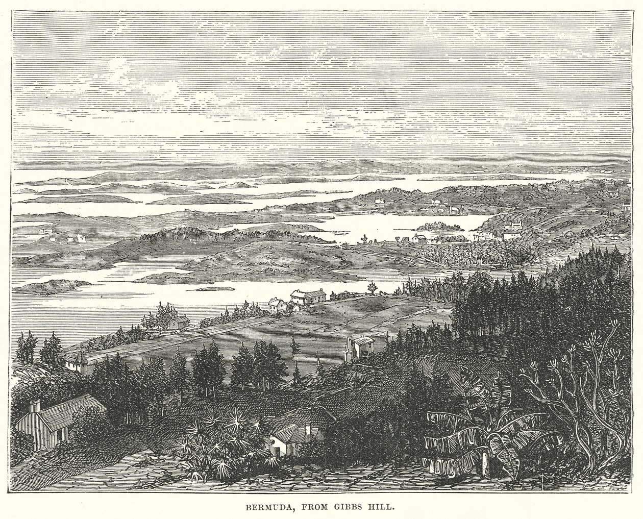 Bermuda, vanaf Gibbs Hill (gravure) door English School