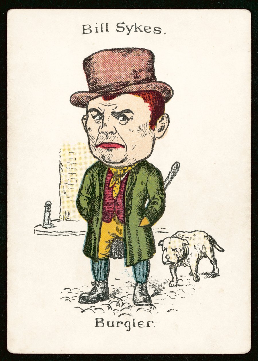 Bill Sykes, inbreker (kleurenlitho) door English School