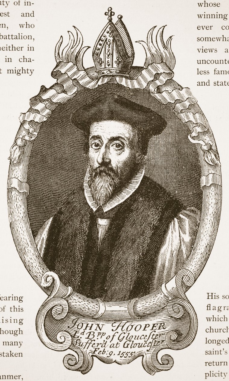 Bisschop Hooper, illustratie uit De Kerk van Engeland: Een Geschiedenis voor het Volk door H.D.M. Spence-Jones door English School