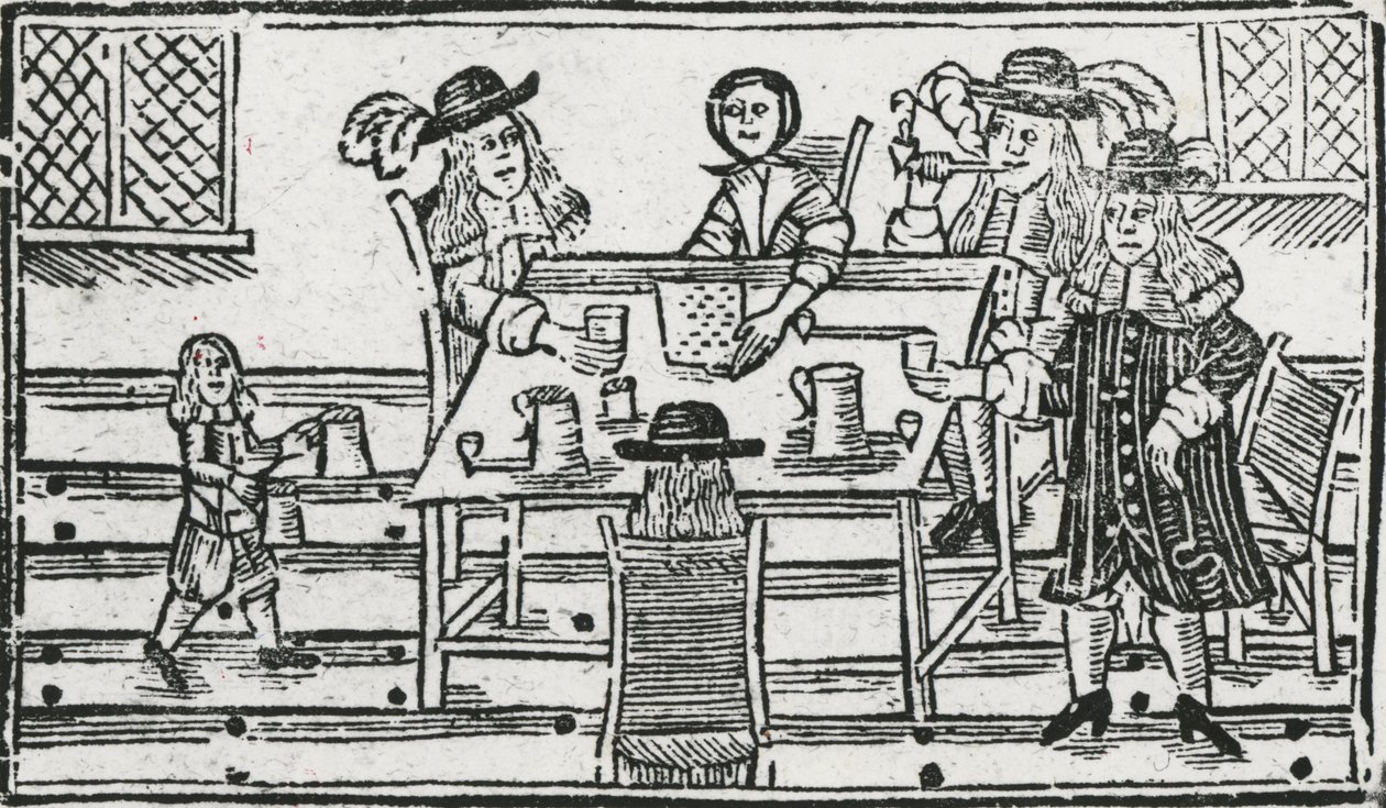 Bordspel en drinken in de taverne door English School