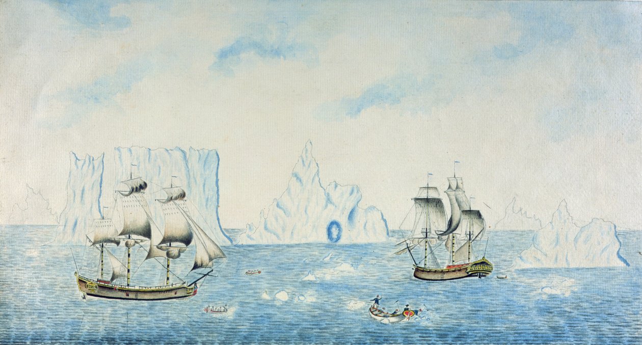 Boten die IJs Verzamelen, c.1773 door English School
