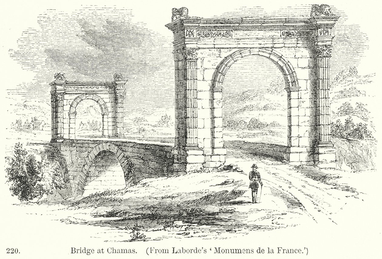 Brug bij Chamas (gravure) door English School