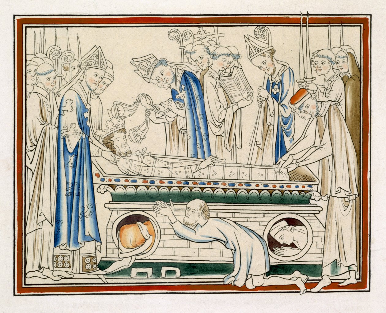 Begrafenis van Edward de Belijder, illustratie uit een facsimile van Het Leven van St. Edward de Belijder door English School