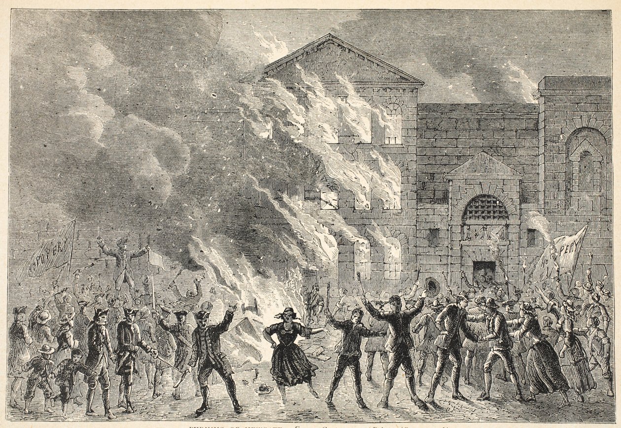 Brand van Newgate, uit een Hedendaagse Prent door English School
