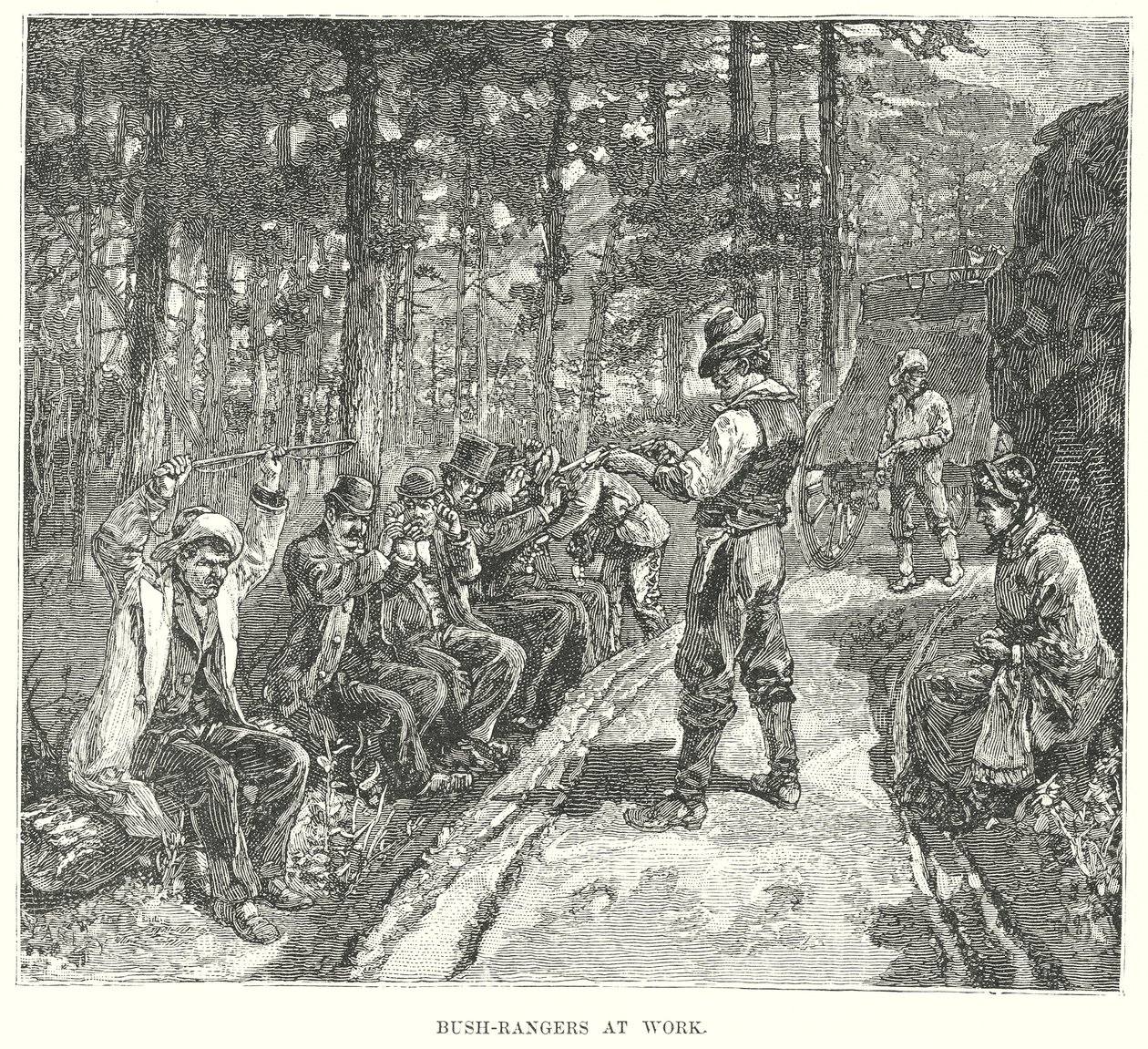 Boswachters aan het werk (gravure) door English School