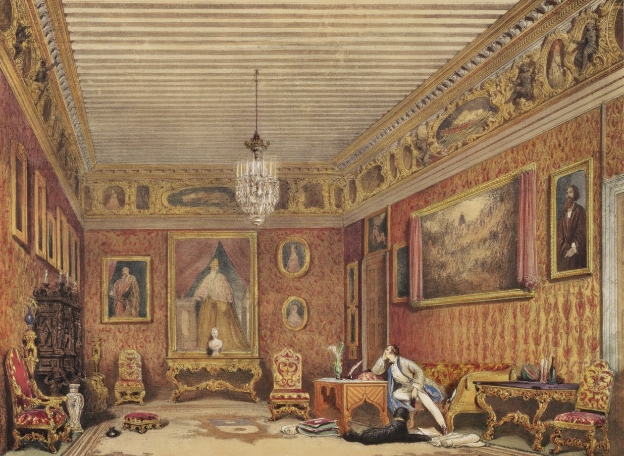Byrons kamer in Palazzo Mocenigo, Venetië door English School