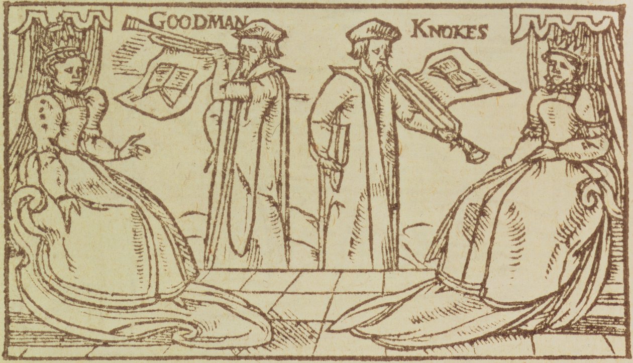 John Knox en Christopher Goodman toespreken Mark Queen of Scots door English School