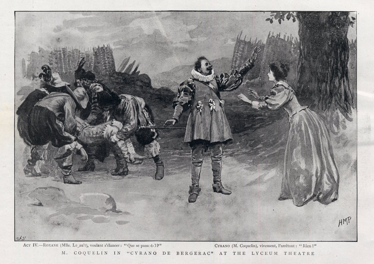 CONSTANT COQUELIN Aine (oudere) Engelse acteur in de rol van Cyrano de Bergerac in het Lyceum Theatre, Londen 1898 door English School