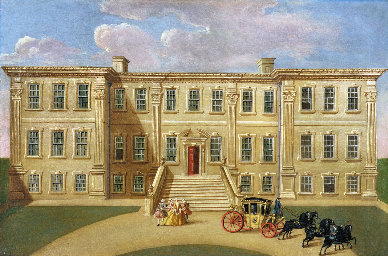 Calke Hall, Derbyshire, de Zetel van Sir Henry Harpur, Baronet, c.1734 door English School