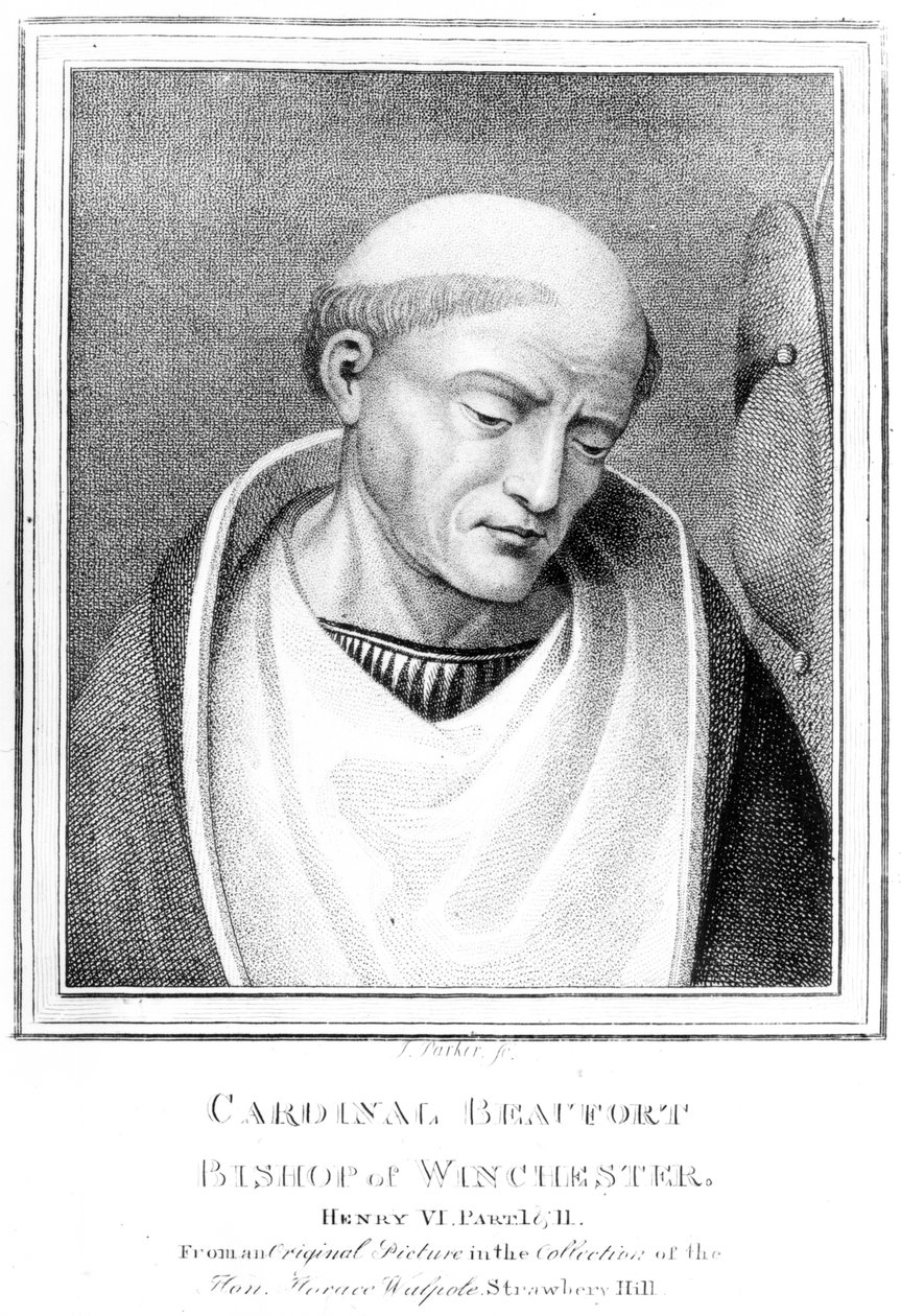 Kardinaal Henry Beaufort, Bisschop van Winchester, gegraveerd door J. Parker, 1791 door English School