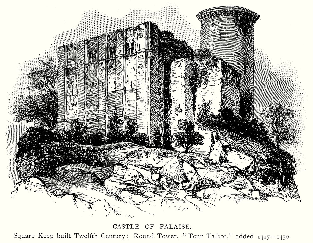 Kasteel van Falaise (gravure) door English School