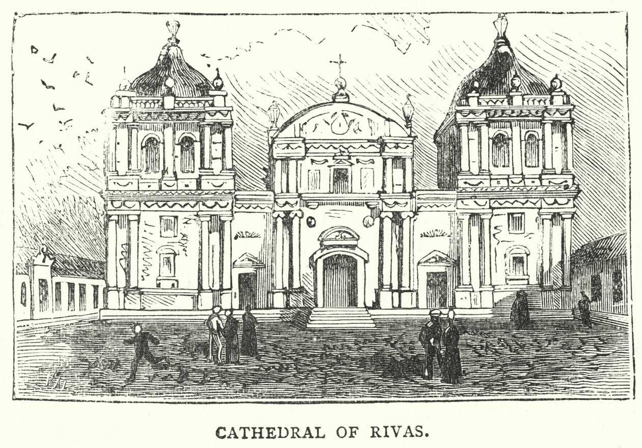 Kathedraal in Rivas (gravure) door English School