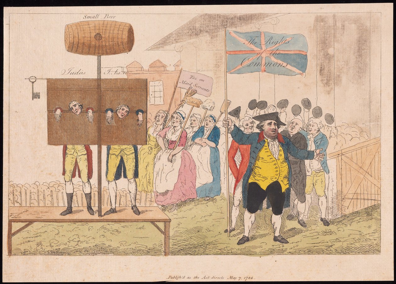 Cecil Wray in de Schandpaal De Rechten van de Gemeenten, uitgegeven 1784 door English School
