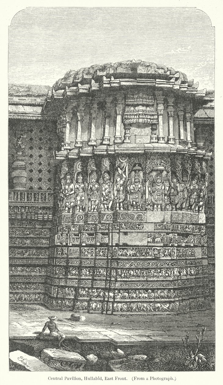 Centraal Paviljoen, Hullabid, oostelijke voorkant (gravure) door English School